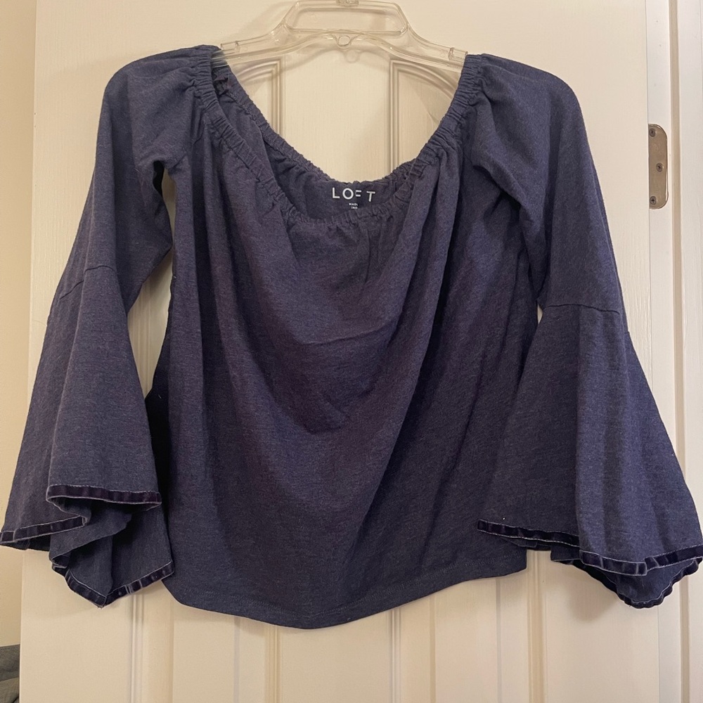 Dark Blue Off-The-Shoulder Women’s Shirt